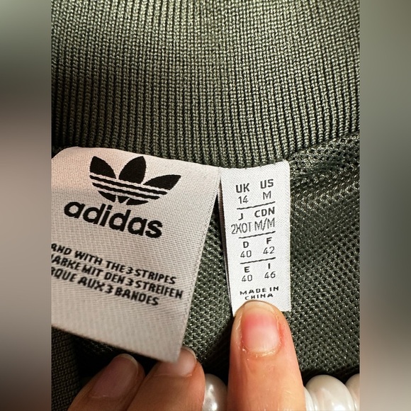 Adidas Dark Green Velour Jacket with White Stripes - Picture 4 of 7